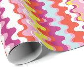 Papier Cadeau Joli rose rouge rose abstrait motif vague (Coin rond)