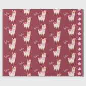 Papier Cadeau Joli rose Saint Valentin Llama Little Girl Name (Plat)