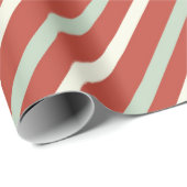 Papier Cadeau Joli Rouge, Vert & Blanc Bonbons Stripe Noël (Coin rond)