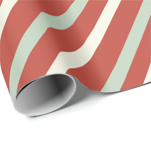 Papier Cadeau Joli Rouge, Vert & Blanc Bonbons Stripe Noël (Coin rond)