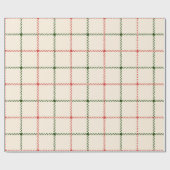 Papier Cadeau Joli Rouge & Vert Plaid Holiday mignon Festif (Plat)
