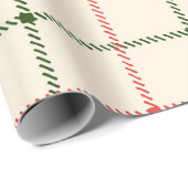 Papier Cadeau Joli Rouge & Vert Plaid Holiday mignon Festif (Coin rond)