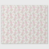 Papier Cadeau Joli ruban rose floral Coquette  (Plat)