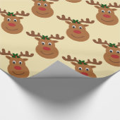 Papier Cadeau Joli Rudolph Rouge renne à nez nu Noël (Coin)
