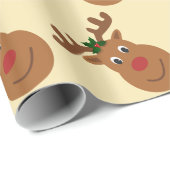 Papier Cadeau Joli Rudolph Rouge renne à nez nu Noël (Coin rond)