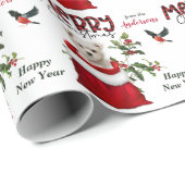 Papier Cadeau Joli sac cadeau de Noël à chiot maltais blanc (Coin rond)