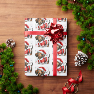 Papier Cadeau Joli Saint-Nicolas de Noël de teckel
