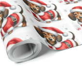 Papier Cadeau Joli Saint-Nicolas de Noël de teckel (Coin rond)