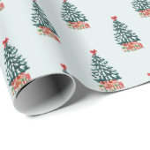 Papier Cadeau Joli sapin de Noël enneigé (Coin rond)