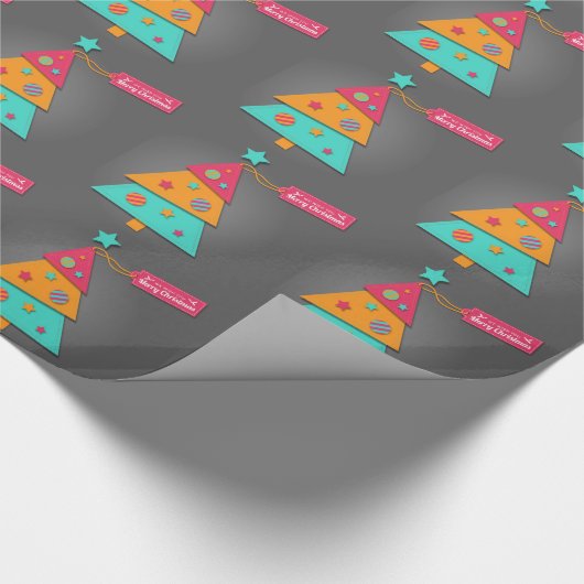 Papier Cadeau Joli sapin de Noël lumineux art moderne artisanat (Coin)