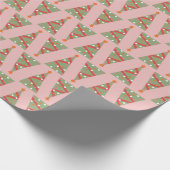 Papier Cadeau Joli sapin de Noël Motif rose vert rouge (Coin)