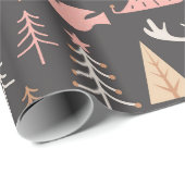 Papier Cadeau Joli sapin de Noël rose (Coin rond)