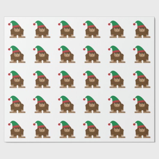 Papier Cadeau Joli Sasquatch Elf de Noël (Plat)