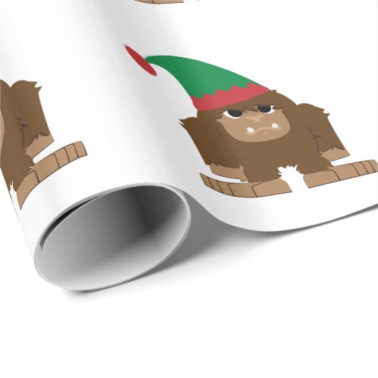 Papier Cadeau Joli Sasquatch Elf de Noël (Coin rond)