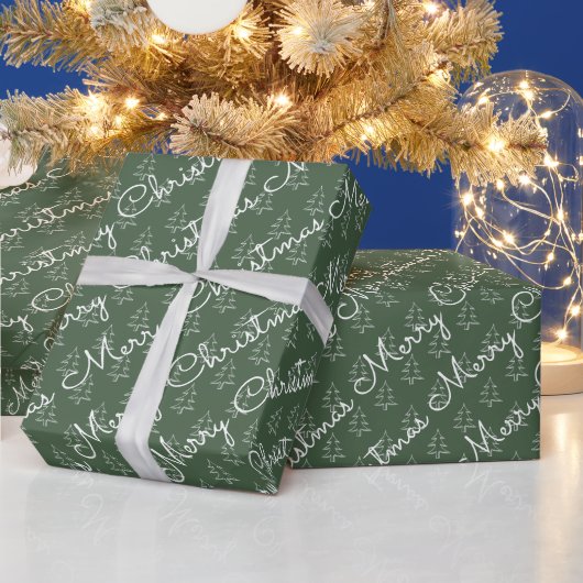 Papier Cadeau Joli script Joyeux Noël Arbre de Noël Motif (Vacances)