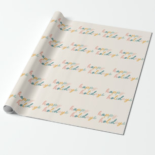 Papier Cadeau Joli Script Vintage Pastel Joyeux Vacances