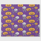 Papier Cadeau Joli Skeleton Amusant Pour Halloween (Plat)