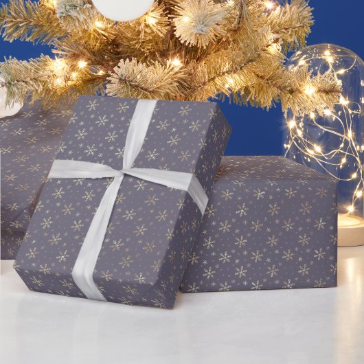 Papier Cadeau Joli Snowflakes Gold Dusty Blue Christmas (Vacances)