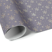 Papier Cadeau Joli Snowflakes Gold Dusty Blue Christmas (Coin rond)
