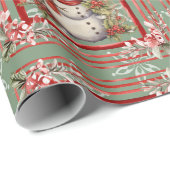 Papier Cadeau Joli Snowman Élégant cadeau de Noël (Coin rond)