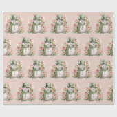 Papier Cadeau Joli Snowman Floral Pink Noël (Plat)