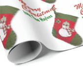 Papier Cadeau Joli Snowman Noël Stocker Blanc Personnalisé (Coin rond)