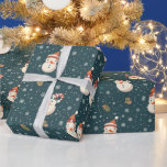 Papier Cadeau Joli Snowmen Snowflakes Green Christmas<br><div class="desc">Ajoutez une touche festive et ludique à vos cadeaux de vacances avec ce charmant papier d'emballage vert de Noël. Le décor vert et éclatant donne le ton d'un design enchanteur avec des bonhommes de neige gais, une végétation luxuriante et des flocons de neige délicats. Ce motif moderne et fantaisiste apporte...</div>