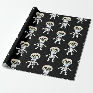 Papier Cadeau Joli squelette imprimé Halloween