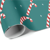 Papier Cadeau Joli Sucre de canne Noël Turquoise (Coin rond)