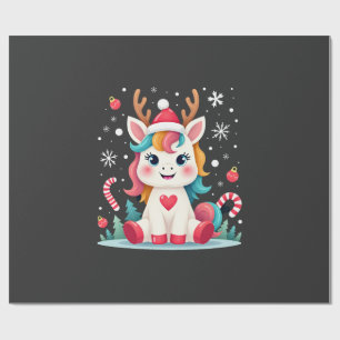 Papier Cadeau Joli T-Shirt de Noël Filles Femmes Xmas Licorne Ce