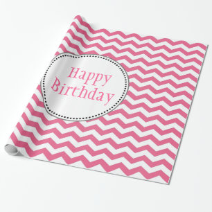 Papier Cadeau joli, tendance, anniversaire classique rose chevro