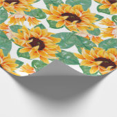 Papier Cadeau Joli tournesol Jaune & Motif vert (Coin)