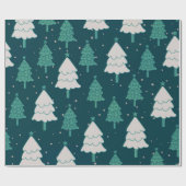 Papier Cadeau Joli Turquoise bleu vert sapin de Noël Motif (Plat)