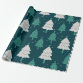 Papier Cadeau Joli Turquoise bleu vert sapin de Noël Motif (Déroulé)