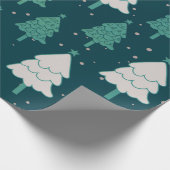 Papier Cadeau Joli Turquoise bleu vert sapin de Noël Motif (Coin)
