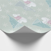 Papier Cadeau Joli vert hiver Noël Bunny Snowflakes Motif (Coin)