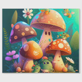 Papier Cadeau Joli vert mignon bébé muchrooms (Plat)