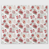 Papier Cadeau Joli village de Noël (Plat)