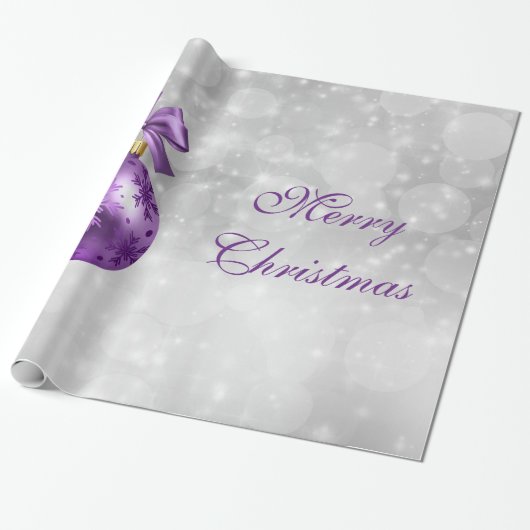 Papier Cadeau Joli violet brillant Noël Bauble Graphisme (Déroulé)