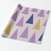 Papier Cadeau Joli violet jaune scandinave arbres de Noël (Déroulé)