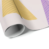 Papier Cadeau Joli violet jaune scandinave arbres de Noël (Coin rond)