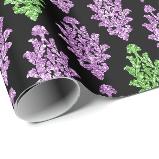 Papier Cadeau Joli violet vert noir Fancy Cadeau d'anniversaire (Coin rond)