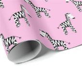 Papier Cadeau Joli zèbre rose (Coin rond)
