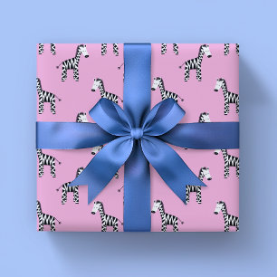 Papier Cadeau Joli zèbre rose