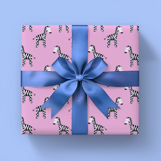 Papier Cadeau Joli zèbre rose