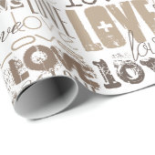 Papier Cadeau Jolie Amour Moderne Or Saint-Valentin (Coin rond)