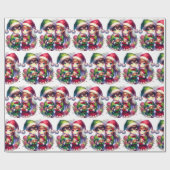 Papier Cadeau Jolie aquarelle Anime Elfes Noël (Plat)