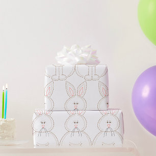 Papier Cadeau Jolie broderie style lapin lapin lapin