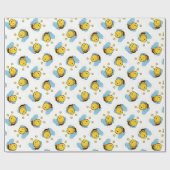 Papier Cadeau Jolie bumble motif blanc (Plat)