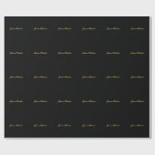 Papier Cadeau Jolie calligraphie chic nom noir et or (Plat)